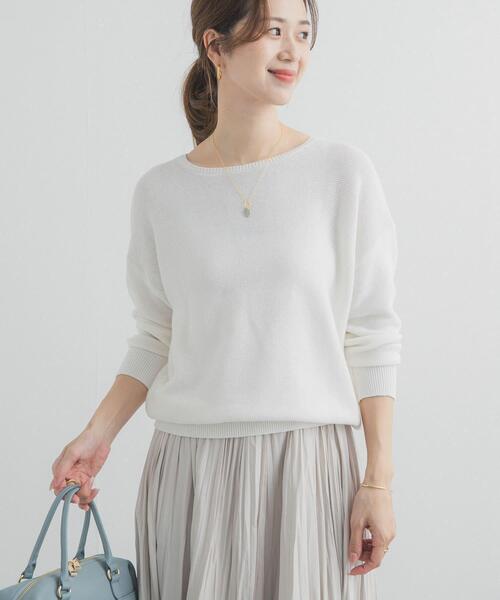 セール】コットンボートネックガーターKNIT｜春服/春ニット/大人