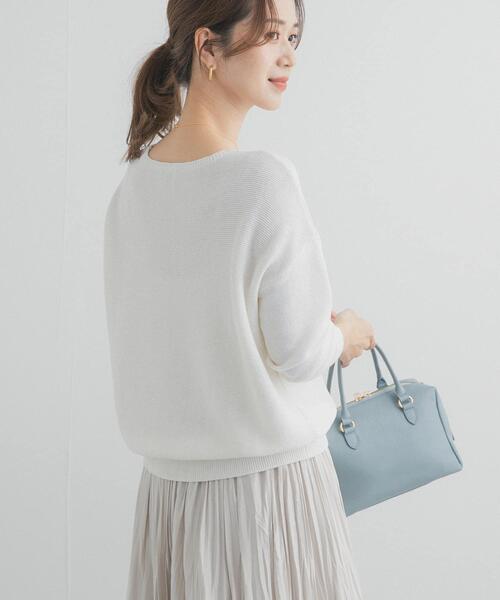 URBAN RESEARCH DOORS(アーバンリサーチドアーズ)の「コットンボートネックガーターKNIT(ニット/セーター・レディース・オフホワイト/ライトグレー/ミント・FREE)」の5枚目の写真