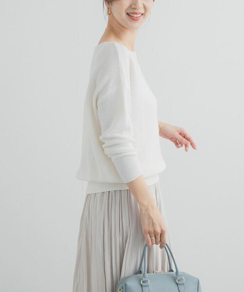 URBAN RESEARCH DOORS(アーバンリサーチドアーズ)の「コットンボートネックガーターKNIT(ニット/セーター・レディース・オフホワイト/ライトグレー/ミント・FREE)」の6枚目の写真