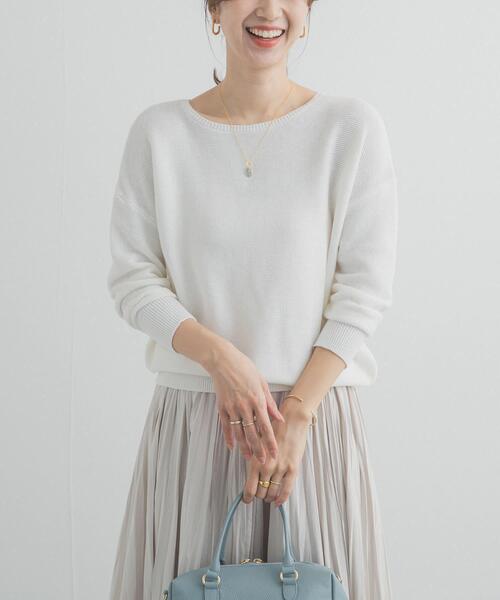 URBAN RESEARCH DOORS(アーバンリサーチドアーズ)の「コットンボートネックガーターKNIT(ニット/セーター・レディース・オフホワイト/ライトグレー/ミント・FREE)」の7枚目の写真