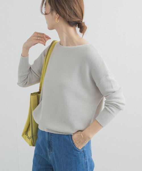 URBAN RESEARCH DOORS(アーバンリサーチドアーズ)の「コットンボートネックガーターKNIT(ニット/セーター・レディース・オフホワイト/ライトグレー/ミント・FREE)」の11枚目の写真