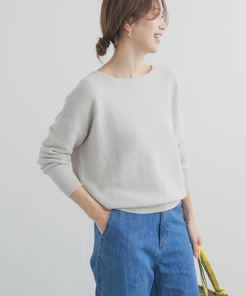 URBAN RESEARCH DOORS(アーバンリサーチドアーズ)の「コットンボートネックガーターKNIT(ニット/セーター・レディース・オフホワイト/ライトグレー/ミント・FREE)」の13枚目の写真