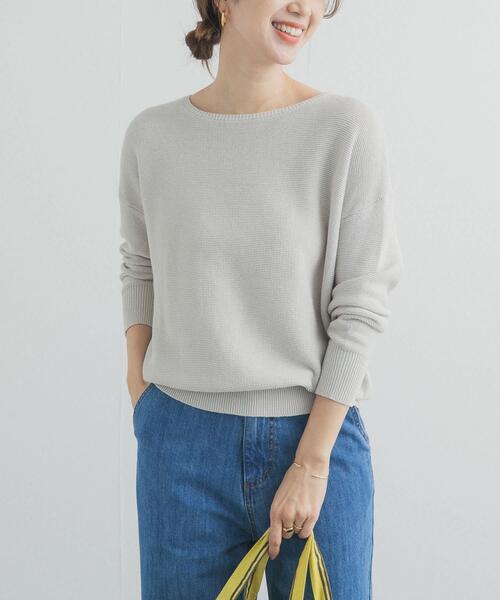 URBAN RESEARCH DOORS(アーバンリサーチドアーズ)の「コットンボートネックガーターKNIT(ニット/セーター・レディース・オフホワイト/ライトグレー/ミント・FREE)」の14枚目の写真