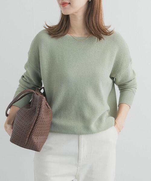 セール】コットンボートネックガーターKNIT｜春服/春ニット/大人