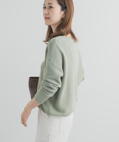 セール】コットンボートネックガーターKNIT｜春服/春ニット/大人