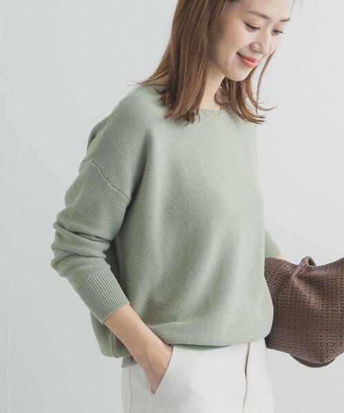 セール】コットンボートネックガーターKNIT｜春服/春ニット/大人