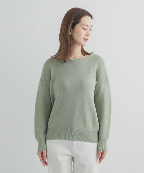 セール】コットンボートネックガーターKNIT｜春服/春ニット/大人
