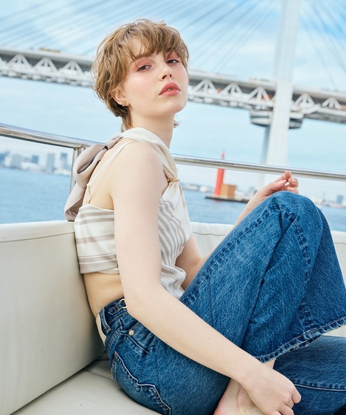 EIMY ISTOIRE（エイミーイストワール）の「スカーフパターンホルターネックトップス（その他トップス・レディース・ベージュ/ブラック・F）」の5枚目の写真