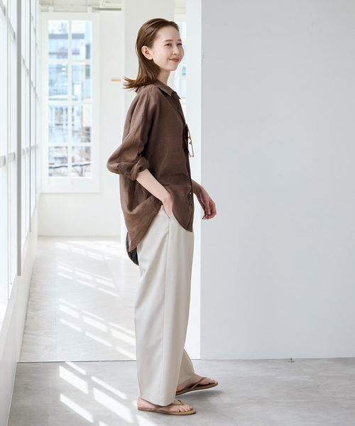 U by SPICK&SPAN（ユーバイスピックアンドスパン）の「ラミーカラーシャツ（シャツ/ブラウス・レディース・ピンク系その他/ホワイト/ブラウン/ライトグリーン・FREE）」の7枚目の写真