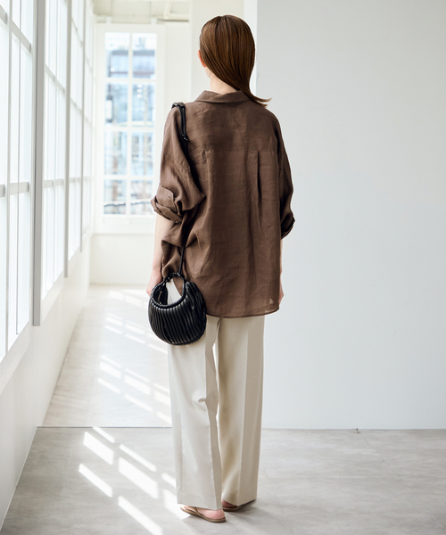 U by SPICK&SPAN（ユーバイスピックアンドスパン）の「ラミーカラーシャツ（シャツ/ブラウス・レディース・ピンク系その他/ホワイト/ブラウン/ライトグリーン・FREE）」の8枚目の写真