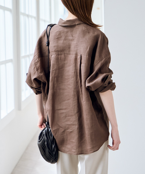 U by SPICK&SPAN（ユーバイスピックアンドスパン）の「ラミーカラーシャツ（シャツ/ブラウス・レディース・ピンク系その他/ホワイト/ブラウン/ライトグリーン・FREE）」の12枚目の写真