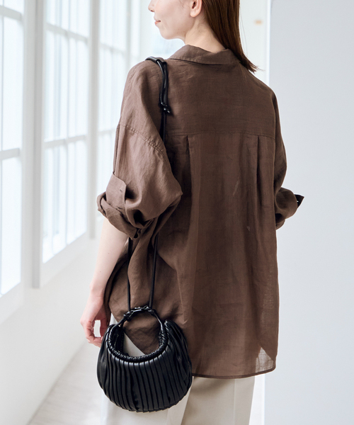 U by SPICK&SPAN（ユーバイスピックアンドスパン）の「ラミーカラーシャツ（シャツ/ブラウス・レディース・ピンク系その他/ホワイト/ブラウン/ライトグリーン・FREE）」の13枚目の写真