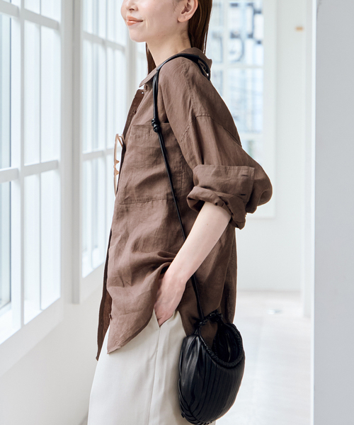 U by SPICK&SPAN（ユーバイスピックアンドスパン）の「ラミーカラーシャツ（シャツ/ブラウス・レディース・ピンク系その他/ホワイト/ブラウン/ライトグリーン・FREE）」の14枚目の写真