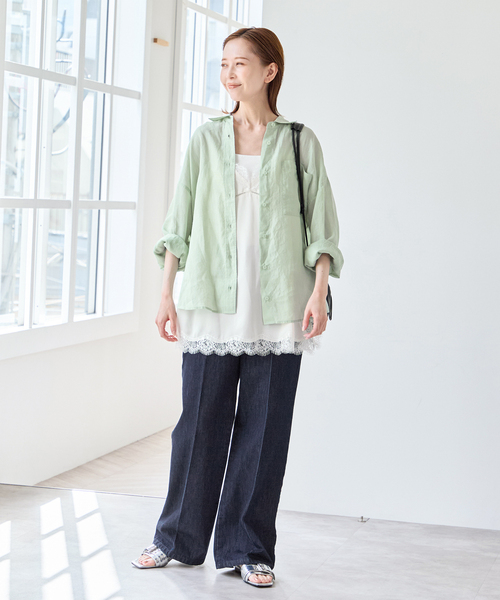 U by SPICK&SPAN（ユーバイスピックアンドスパン）の「ラミーカラーシャツ（シャツ/ブラウス・レディース・ピンク系その他/ホワイト/ブラウン/ライトグリーン・FREE）」の17枚目の写真