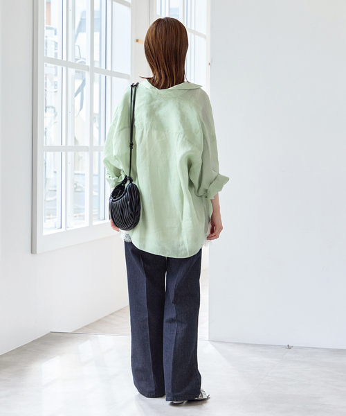 U by SPICK&SPAN（ユーバイスピックアンドスパン）の「ラミーカラーシャツ（シャツ/ブラウス・レディース・ピンク系その他/ホワイト/ブラウン/ライトグリーン・FREE）」の20枚目の写真