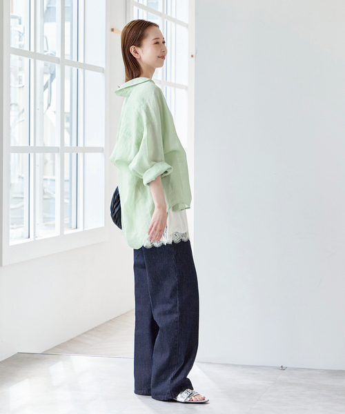 U by SPICK&SPAN（ユーバイスピックアンドスパン）の「ラミーカラーシャツ（シャツ/ブラウス・レディース・ピンク系その他/ホワイト/ブラウン/ライトグリーン・FREE）」の21枚目の写真