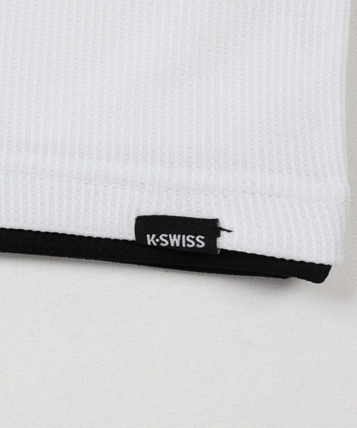 K-SWISS(ケースイス)の「【K-SWISS/ケースイス】ドライワッフルクルーTシャツ・ワンポイント刺しゅうTシャツ(Tシャツ/カットソー・メンズ・ホワイト/ブラック/グリーン・LARGE/MEDIUM/X-LARGE)」の6枚目の写真