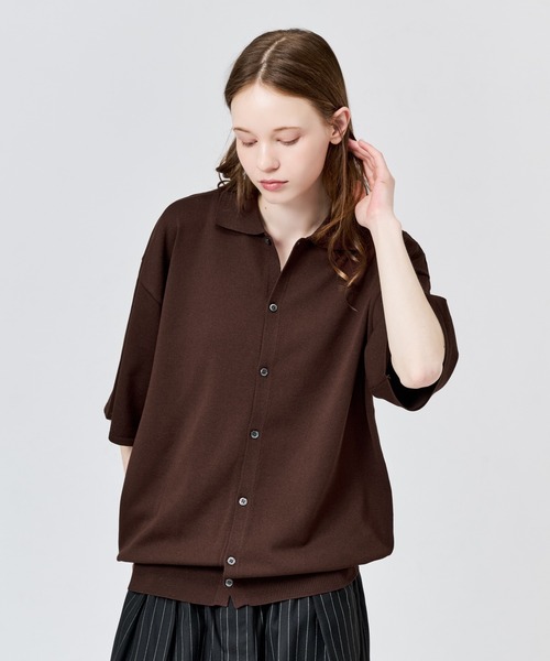 WETTEMPT（ウィテンプト）の「HIGH GAUGE S/S KNIT SHIRT / ハイゲージS/Sニットシャツ（シャツ/ブラウス・メンズ・ブラック/ブラウン/レッド・LARGE/MEDIUM/SMALL）」の2枚目の写真