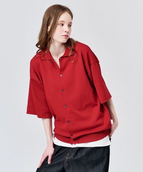 エンフォルド 24SS WAVE-HEM SHIRT シャツ ブラウス レッド ENFOLD WAVE-HEM SHIRT – COLDBECK ONLINE