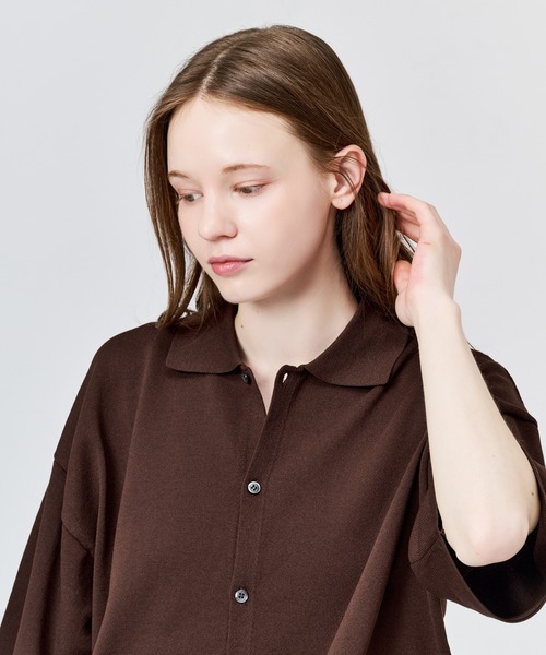 WETTEMPT（ウィテンプト）の「HIGH GAUGE S/S KNIT SHIRT / ハイゲージS/Sニットシャツ（シャツ/ブラウス・メンズ・ブラック/ブラウン/レッド・LARGE/MEDIUM/SMALL）」の9枚目の写真