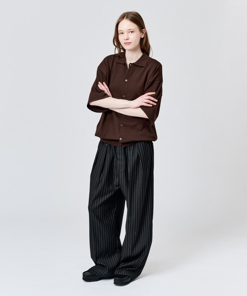 WETTEMPT（ウィテンプト）の「HIGH GAUGE S/S KNIT SHIRT / ハイゲージS/Sニットシャツ（シャツ/ブラウス・メンズ・ブラック/ブラウン/レッド・LARGE/MEDIUM/SMALL）」の10枚目の写真