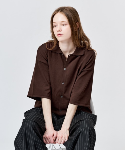 WETTEMPT（ウィテンプト）の「HIGH GAUGE S/S KNIT SHIRT / ハイゲージS/Sニットシャツ（シャツ/ブラウス・メンズ・ブラック/ブラウン/レッド・LARGE/MEDIUM/SMALL）」の18枚目の写真