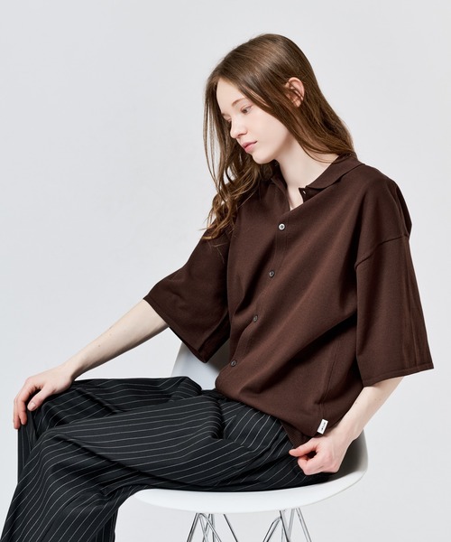 WETTEMPT（ウィテンプト）の「HIGH GAUGE S/S KNIT SHIRT / ハイゲージS/Sニットシャツ（シャツ/ブラウス・メンズ・ブラック/ブラウン/レッド・LARGE/MEDIUM/SMALL）」の20枚目の写真