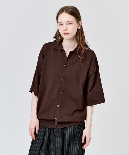 WETTEMPT（ウィテンプト）の「HIGH GAUGE S/S KNIT SHIRT / ハイゲージS/Sニットシャツ（シャツ/ブラウス・メンズ・ブラック/ブラウン/レッド・LARGE/MEDIUM/SMALL）」の5枚目の写真