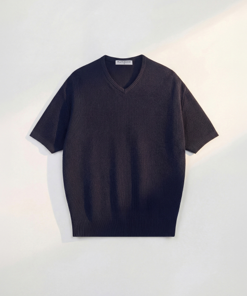 Light V‑Neck Cotton Knit NAVY — лёгкий в‑образный хлопковый свитер, тёмно‑синий
