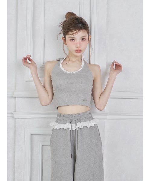 Darich ダーリッチ レースドッキングホルターリボンスウェットトップス ♥️Darich ダーリッチ レースドッキングホルターリボンスウェット