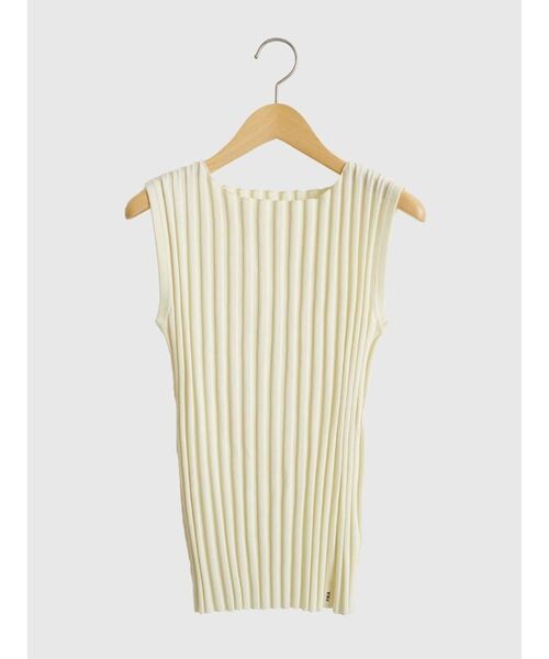 FIKA.（フィーカ）の「Wide rib sleeveless knit pullover（ニット/セーター・レディース・ブラック/オレンジ系2/オフホワイト/グリーン系その他2・MEDIUM）」の6枚目の写真