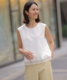 Tシャツ/カットソー レイヤード タンクトップ」に該当するレディースの
