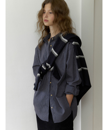 THEMITTEN（ザ・ミトン）の「Lithe overfit shirt (navy check)（シャツ/ブラウス）」