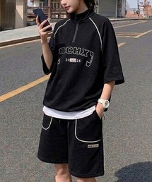 SHEPP（シープ）の「ルーズフィット パイピングデザイン 1/4ジップ ジャージセットアップ（ジャージ）」