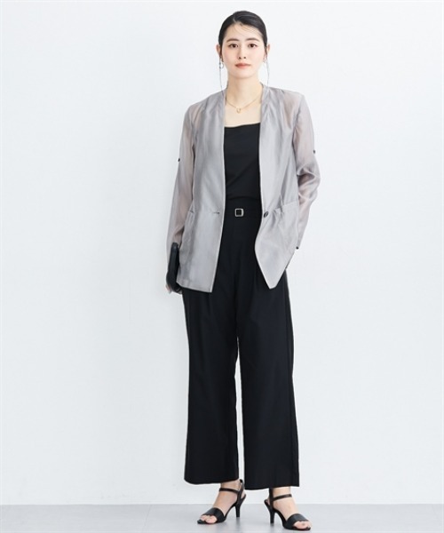 7days Life Styling（セブンデイズライフスタイリング）の「シアーカラーレスジャケット（カバーオール・レディース・ブラック/グレー・3L/LL/L/M）」の3枚目の写真
