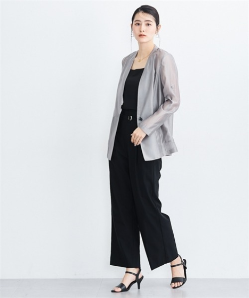 7days Life Styling（セブンデイズライフスタイリング）の「シアーカラーレスジャケット（カバーオール・レディース・ブラック/グレー・3L/LL/L/M）」の4枚目の写真