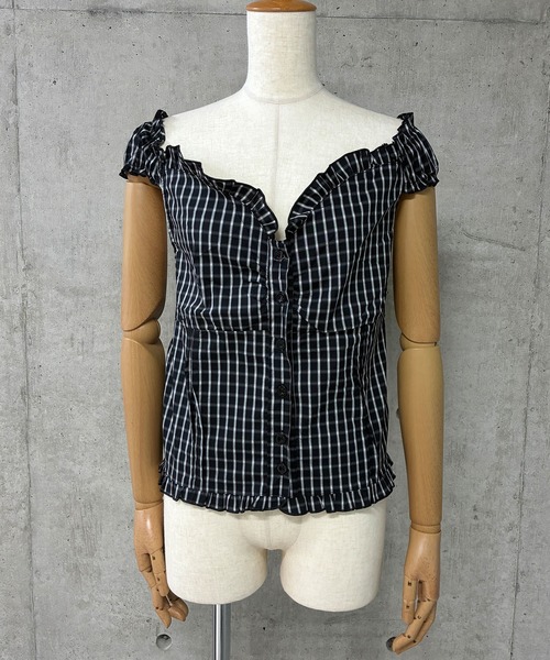 GLAMOROUS JANE(グラマラスジェーン)の「チェック柄フロントボタントップス(シャツ/ブラウス・レディース・ブラック・M/L)」の5枚目の写真