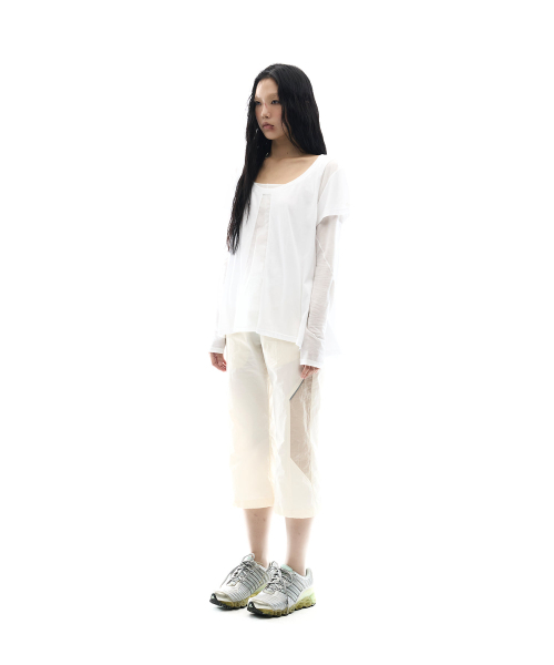 Nylon Banding Capri pants / Yellow