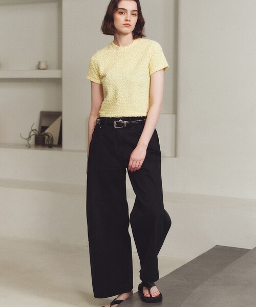 BIANCA（ビアンカ）の「【1枚で着映え】ふくれジャカードカットソー（Tシャツ/カットソー・レディース・グリーン/パープル系その他/ライトブルー/ブラック/オフホワイト/イエロー・38）」の8枚目の写真
