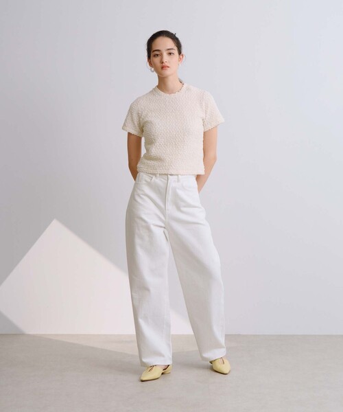 BIANCA（ビアンカ）の「【1枚で着映え】ふくれジャカードカットソー（Tシャツ/カットソー・レディース・グリーン/パープル系その他/ライトブルー/ブラック/オフホワイト/イエロー・38）」の11枚目の写真