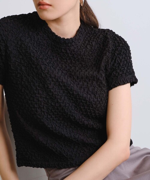 BIANCA（ビアンカ）の「【1枚で着映え】ふくれジャカードカットソー（Tシャツ/カットソー・レディース・グリーン/パープル系その他/ライトブルー/ブラック/オフホワイト/イエロー・38）」の13枚目の写真