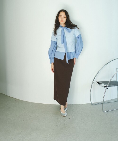 BIANCA（ビアンカ）の「【1枚で着映え】ふくれジャカードカットソー（Tシャツ/カットソー・レディース・グリーン/パープル系その他/ライトブルー/ブラック/オフホワイト/イエロー・38）」の18枚目の写真