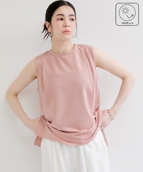 le cercle ADAM ET ROPE'（ルセルクルアダムエロペ）の「【UVカット】カットタンクトップ（タンクトップ・レディース・ブラック/ライトグレー/ホワイト/ピンク系その他2・FREE）」の4枚目の写真