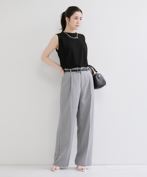 le cercle ADAM ET ROPE'（ルセルクルアダムエロペ）の「【UVカット】カットタンクトップ（タンクトップ・レディース・ブラック/ライトグレー/ホワイト/ピンク系その他2・FREE）」の6枚目の写真