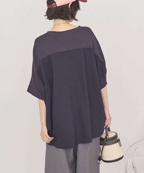 AMERICAN HOLIC(アメリカンホリック)の「【接触冷感】異素材コクーンプルオーバー(Tシャツ/カットソー・レディース・モカ/ブラック/オフホワイト/ネイビー・M/L)」の20枚目の写真