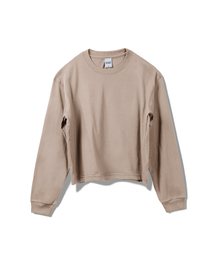セミクロップ長袖Tシャツ - ジンジャーベージュ