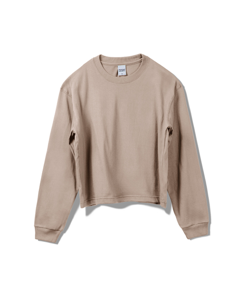 PRINOAR(プリノア)の「セミクロップ長袖Tシャツ - ジンジャーベージュ(Tシャツ/カットソー・レディース・ベージュ・SMALL/MEDIUM/LARGE)」の1枚目の写真