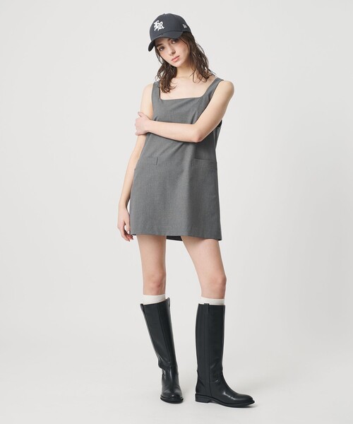 ER(イーアール)の「<ER>Aライン ミニワンピース(ワンピース・レディース・ブラック/グレー系・S/M)」の6枚目の写真