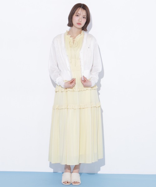 JILL by JILL STUART(ジルバイジルスチュアート)の「シアートリミングUVカーディガン(ニット/セーター・レディース・ピンク/ホワイト/ネイビー・FREE)」の11枚目の写真