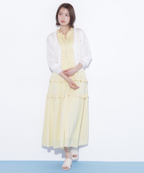 JILL by JILL STUART(ジルバイジルスチュアート)の「シアートリミングUVカーディガン(ニット/セーター・レディース・ピンク/ホワイト/ネイビー・FREE)」の12枚目の写真